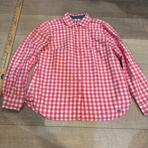 TALBOTS WOMENS PINK PLAID SHIRT LONG SLEEVE BUTTON UP SMALL PETITE